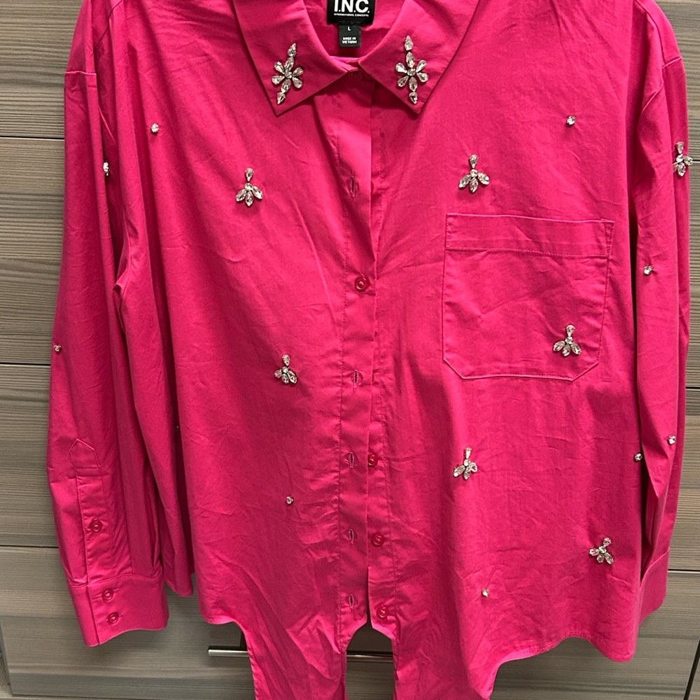 INC Pink Embellished Shirt